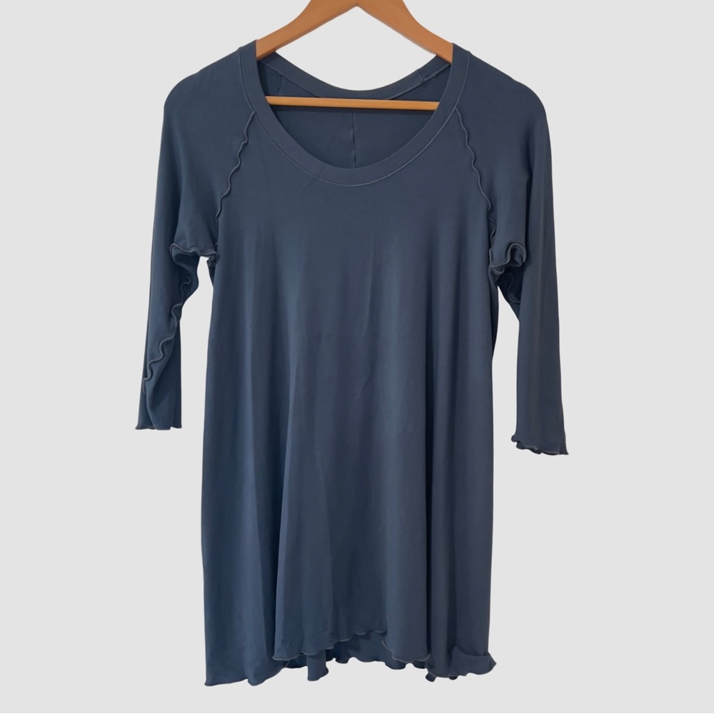 Angelrox Blue Crew Neck  3/4 Sleeve Stretchy Bamboo Short Dress OS NWOT ($178)